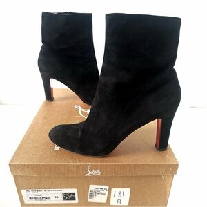 Christian Louboutin Black Suede Leather Ankle Boots